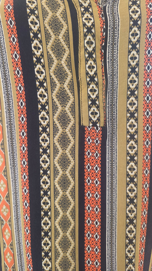 Umgee Boho Geometric Print Long Sleeve Blouse – Size M