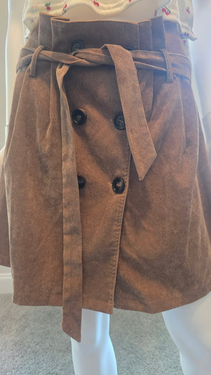 Alter’d State Brown Corduroy Double-Breasted Skirt – Size L