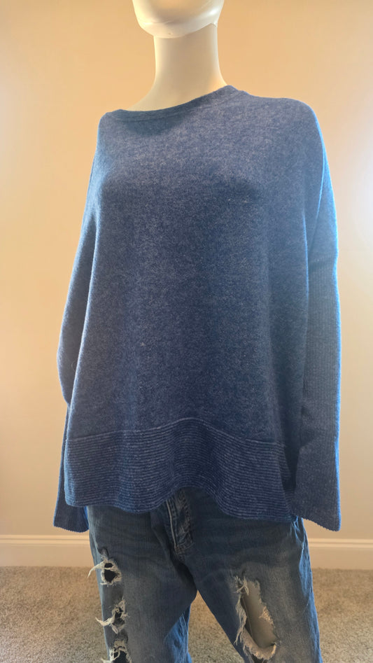 Zenana Blue Oversized Sweater – L/XL – Cozy Casual Pullover