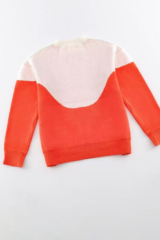 Spicy Pepper Graphic Sweater (Colorblock Knit Pullover)