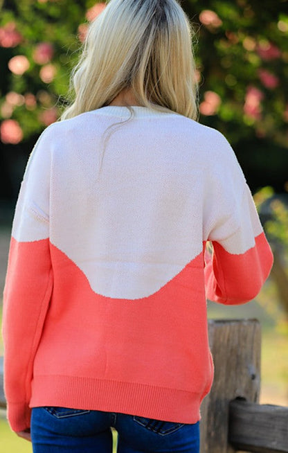 Spicy Pepper Graphic Sweater (Colorblock Knit Pullover)