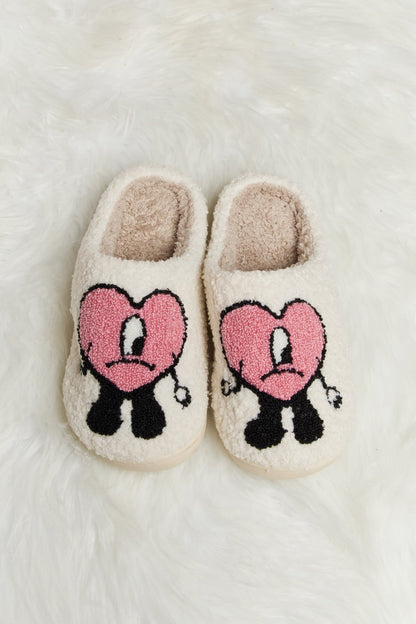 Fuzzy Heart Face Slippers – Cute & Cozy Lounge Vibes