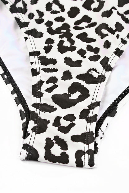 One-Shoulder Neon Pink & Leopard Print Swimsuit