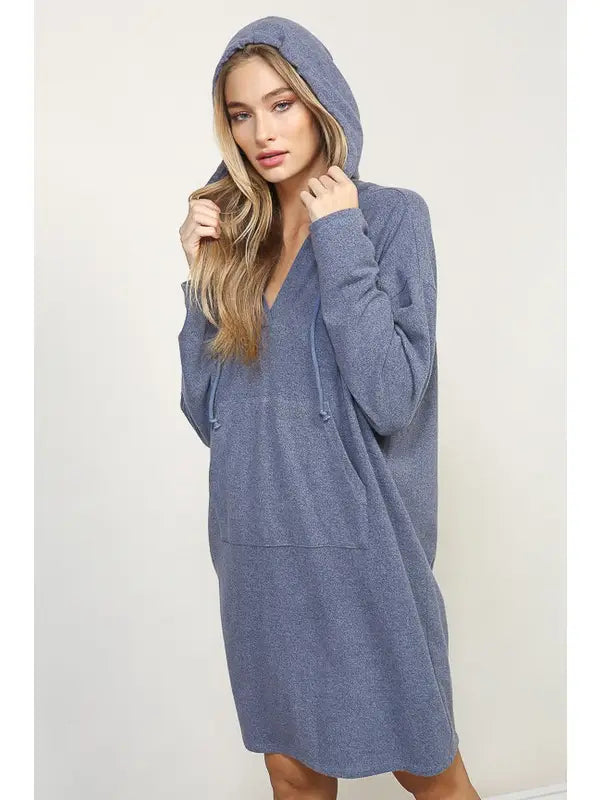 Hooded Sweatshirt Dress (Long Sleeve Pullover | Kangaroo Pocket)