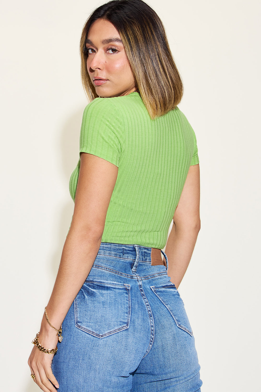 Ribbed Short Sleeve Crop Top