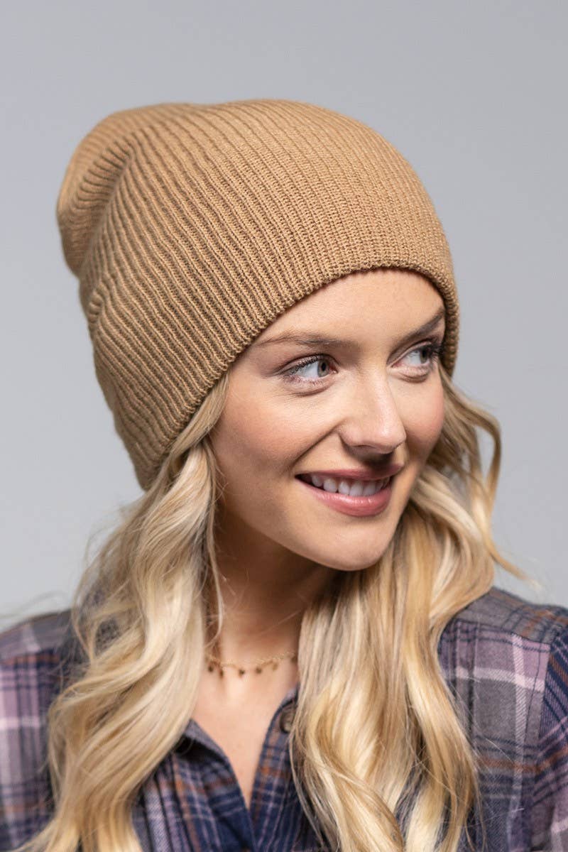 Slouchy Knit Beanie Hat (Soft Ribbed Winter Cap | 5 Colors)