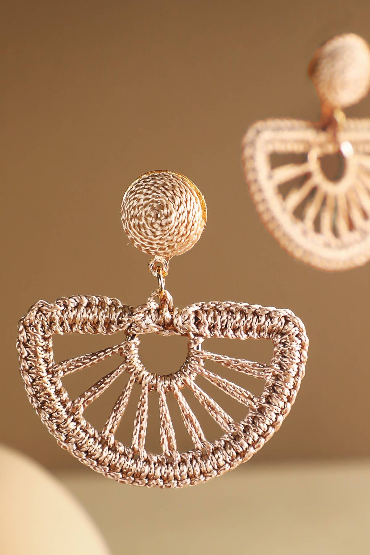 Woven Fan Drop Earrings (Boho Statement Dangles)