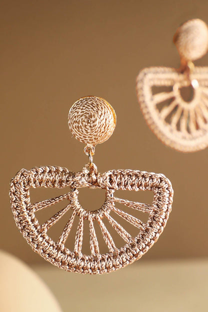 Woven Fan Drop Earrings (Boho Statement Dangles)