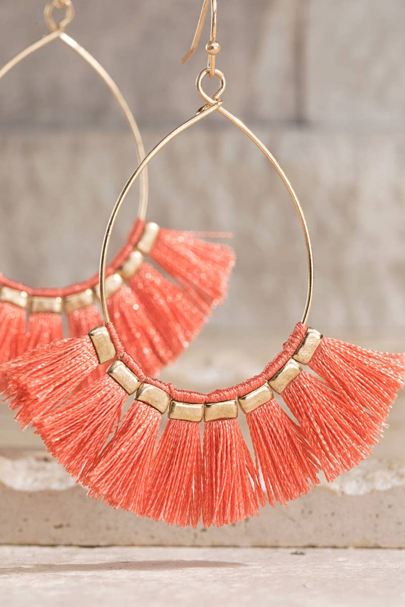 Tassel Hoop Drop Earrings (Boho Fringe Statement)