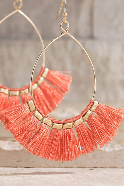 Tassel Hoop Drop Earrings (Boho Fringe Statement)