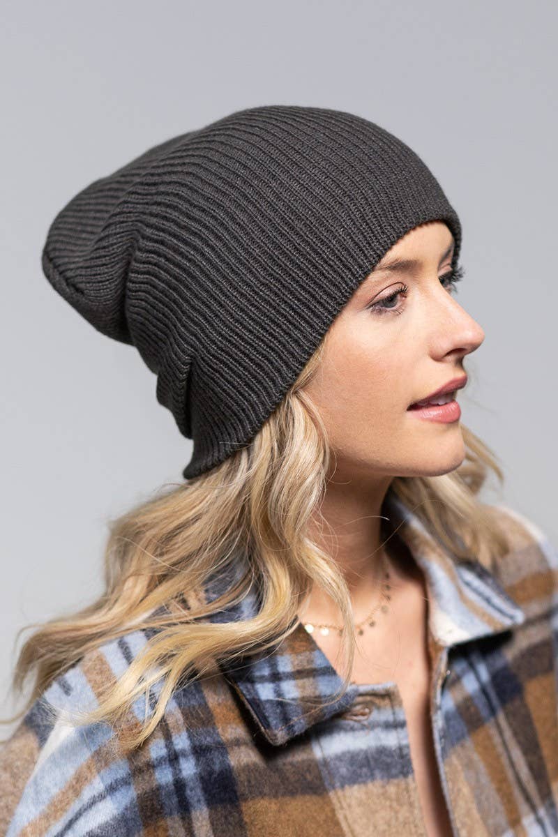 Slouchy Knit Beanie Hat (Soft Ribbed Winter Cap | 5 Colors)