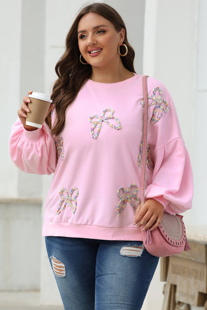 Pink Bow Appliqué Sweatshirt – Girly Valentine’s Day Pullover