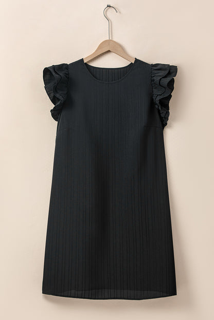 Black Flutter Sleeve Shift Dress – Classic and Chic