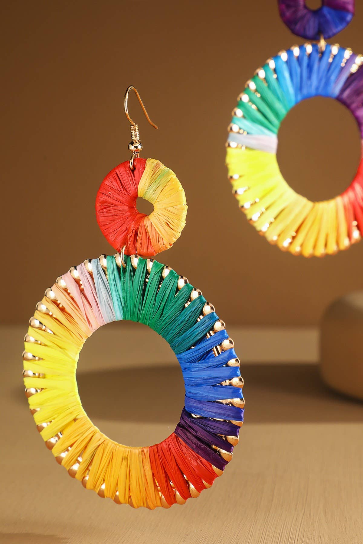 Wrapped Hoop Drop Earrings (Two-Tone Statement Dangles)