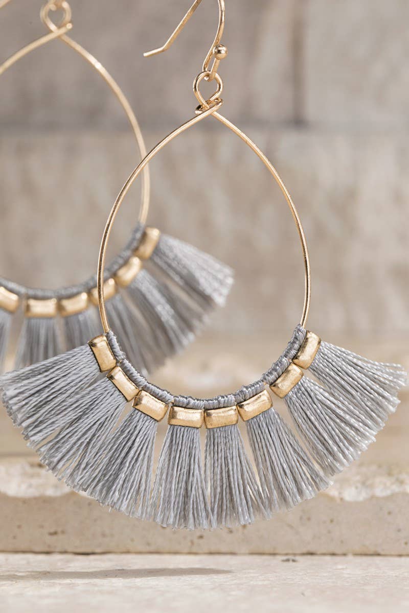 Tassel Hoop Drop Earrings (Boho Fringe Statement)