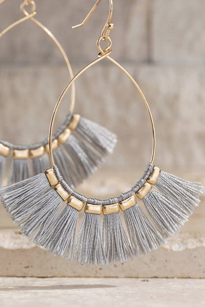 Tassel Hoop Drop Earrings (Boho Fringe Statement)