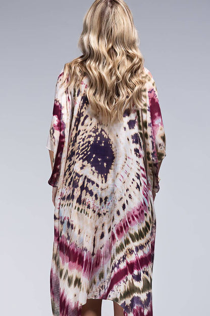 Tie-Dye Boho Kimono Duster (Lightweight Open-Front Cover-Up)
