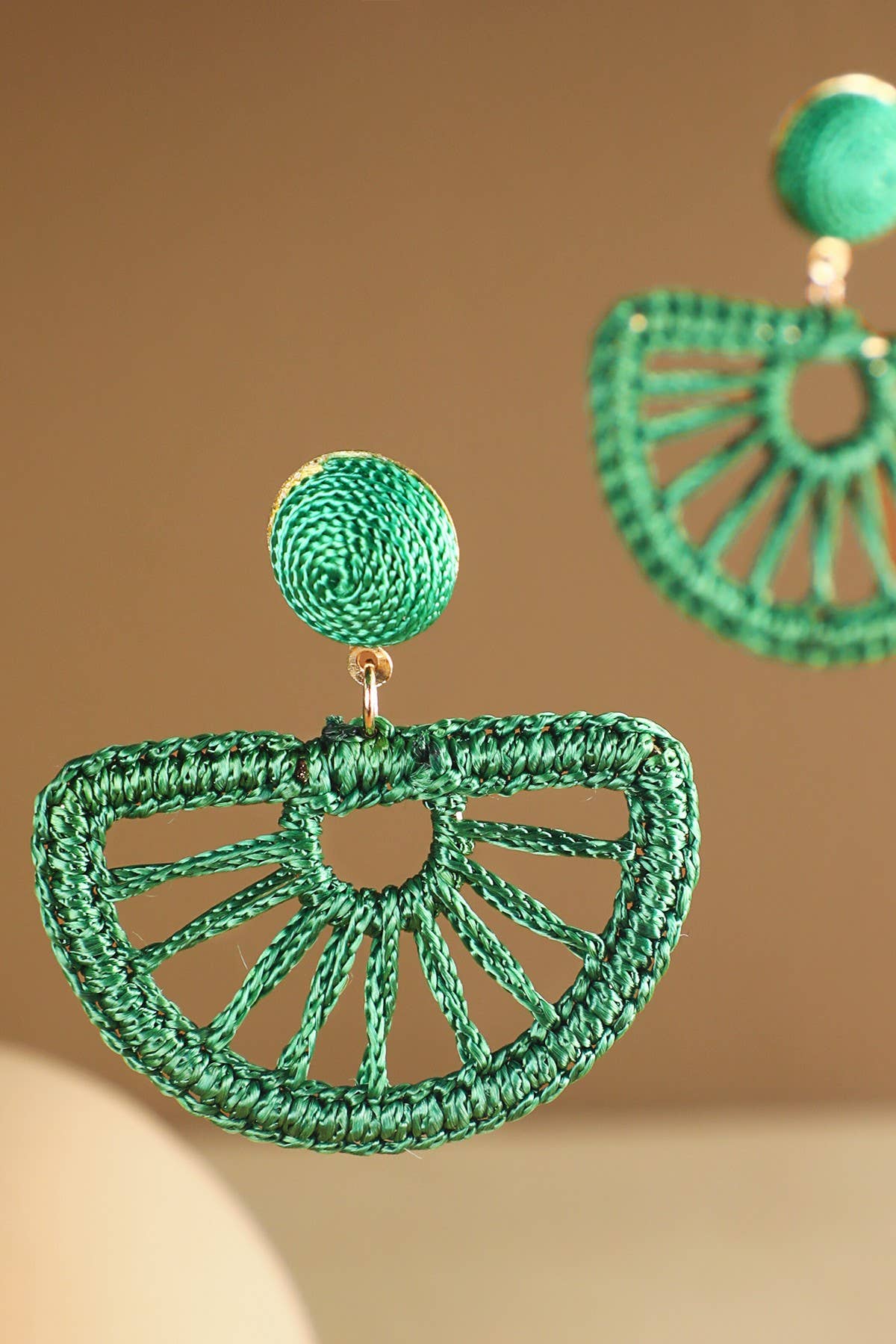 Woven Fan Drop Earrings (Boho Statement Dangles)