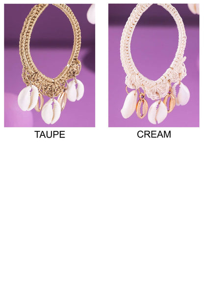 Cowrie Shell Teardrop Earrings (Boho Woven Dangles)