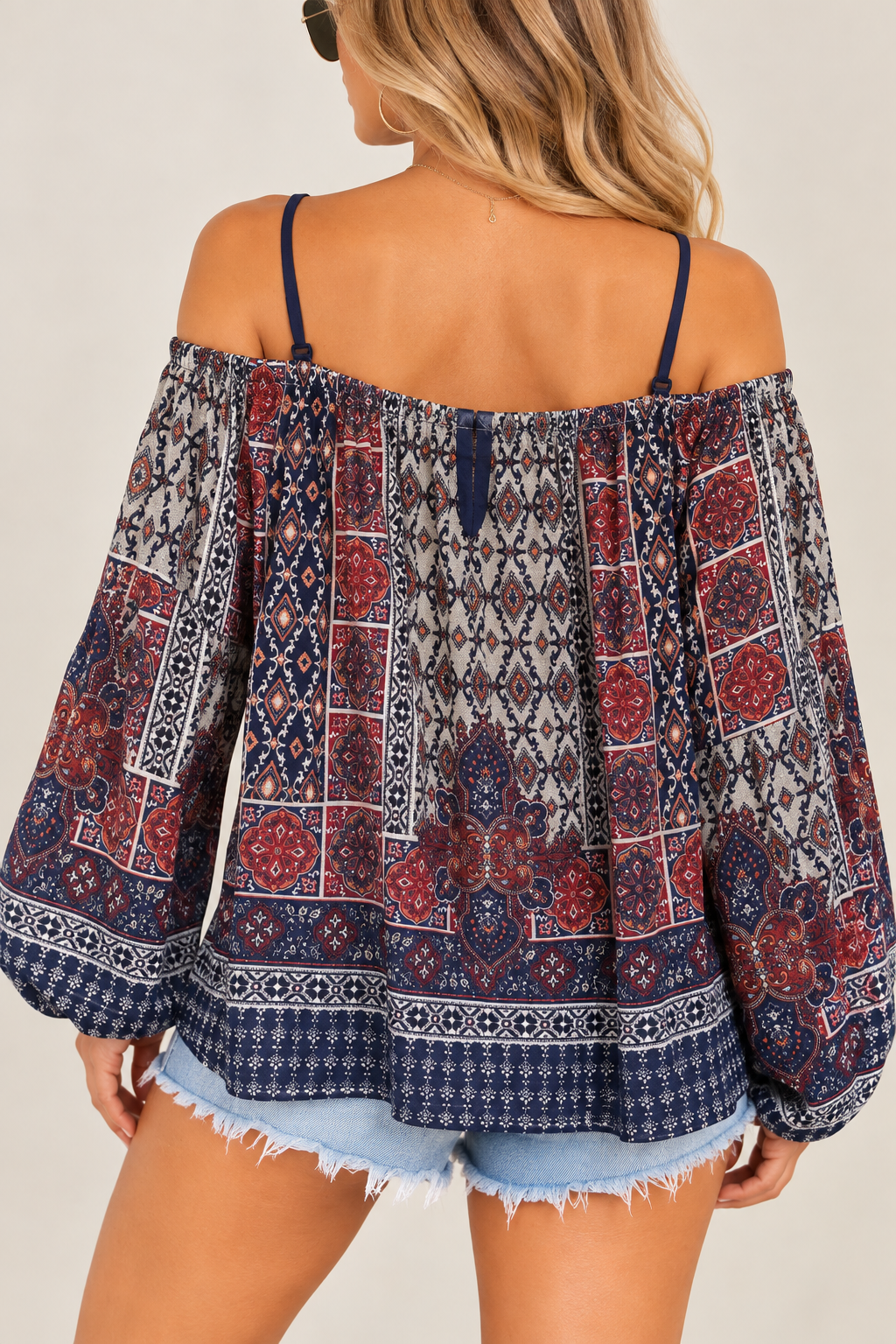 Love Squared Boho Paisley Off-Shoulder Blouse – Size S