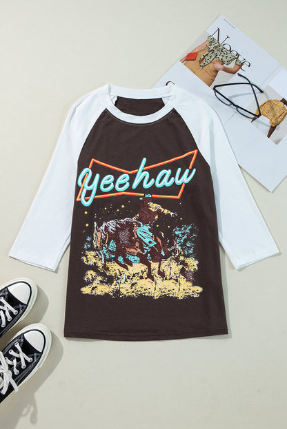 Yeehaw Western Graphic Baseball Tee – Cowboy Rodeo Raglan Top