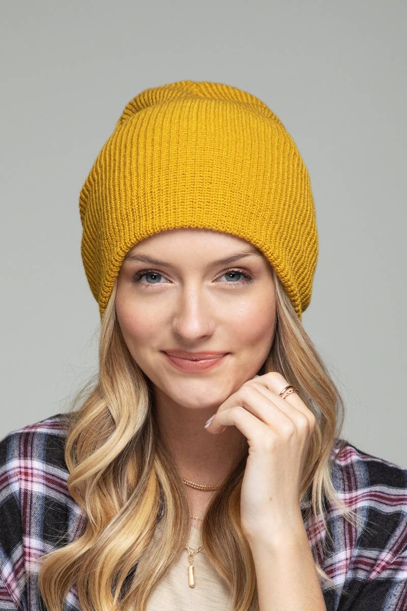 Slouchy Knit Beanie Hat (Soft Ribbed Winter Cap | 5 Colors)