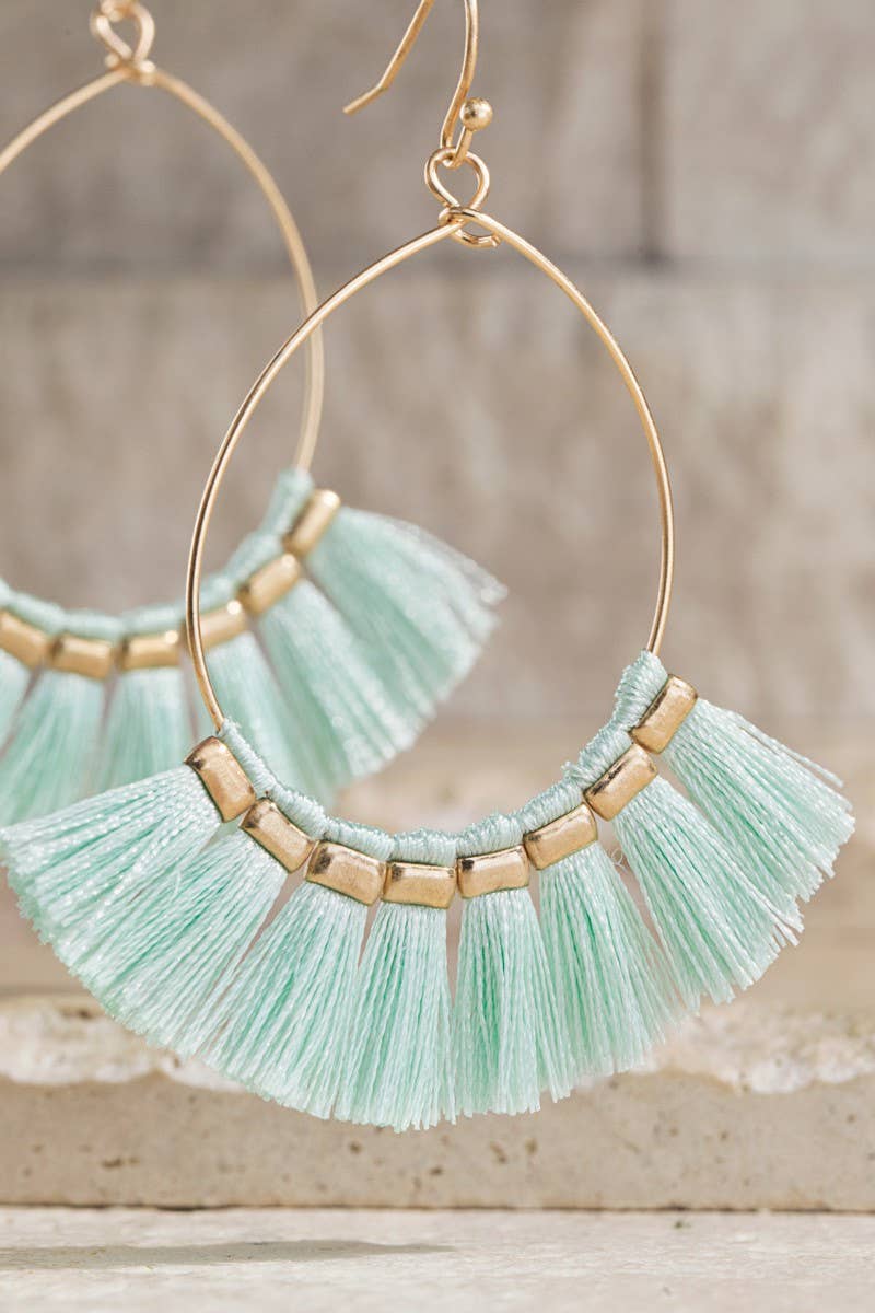 Tassel Hoop Drop Earrings (Boho Fringe Statement)