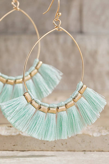 Tassel Hoop Drop Earrings (Boho Fringe Statement)