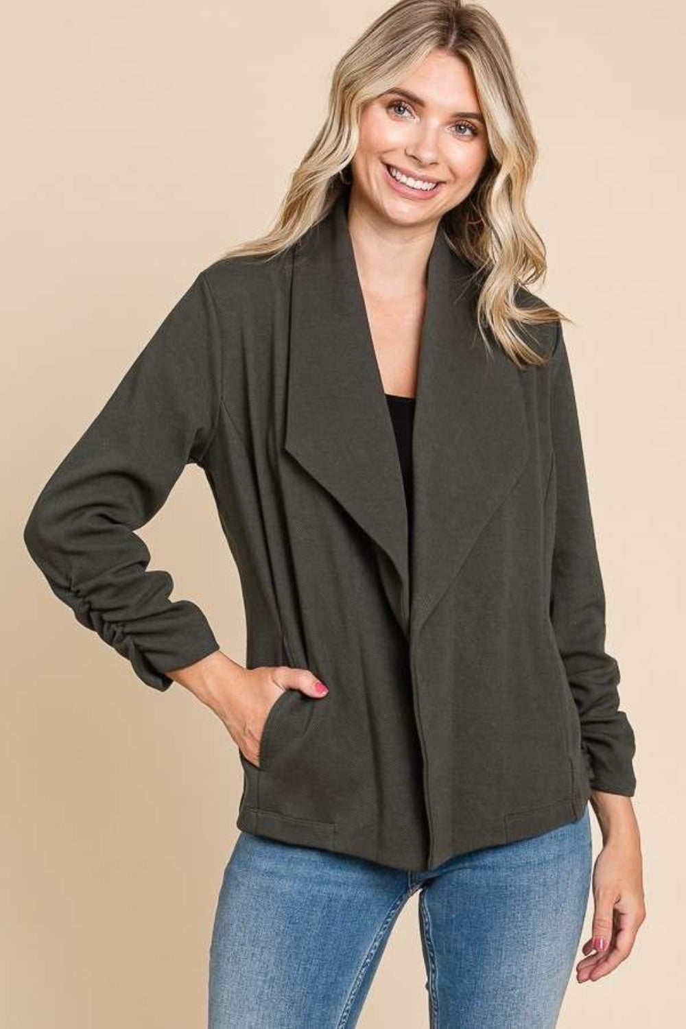 Casual Olive Open-Front Cardigan | Everyday Layering Essential