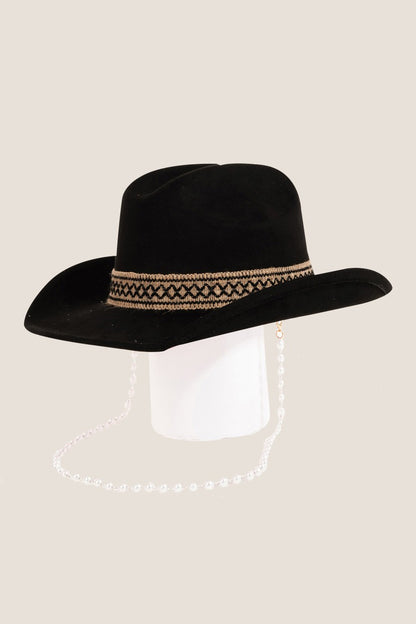 Chic Cowboy Hat with Pearl Accent – Available in Pink, White, and Black