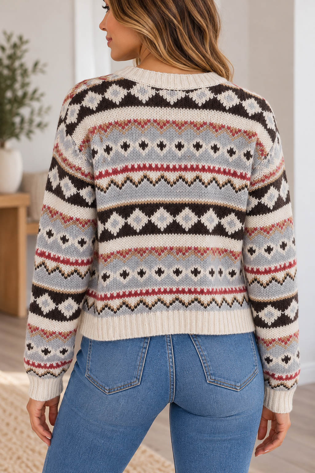 American Eagle Fair Isle Oversized Knit Cardigan – XS
