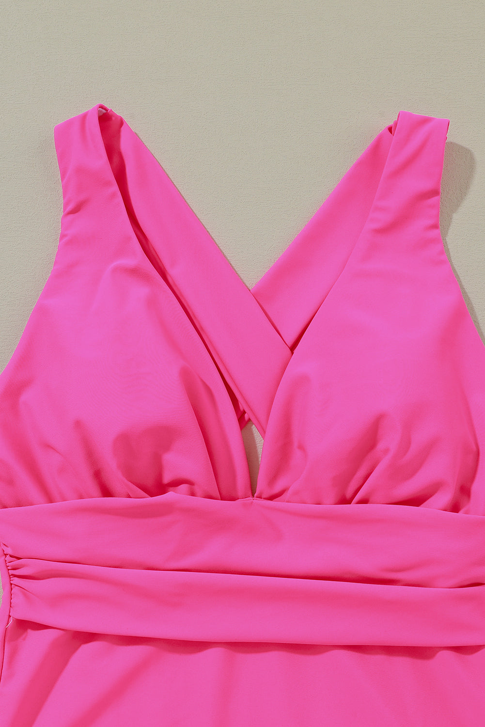 Vibrant Pink One-Piece Swimsuit with Plunge Neckline