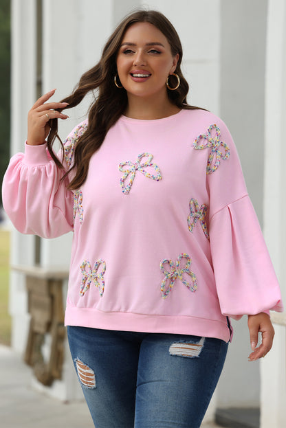 Pink Bow Appliqué Sweatshirt – Girly Valentine’s Day Pullover