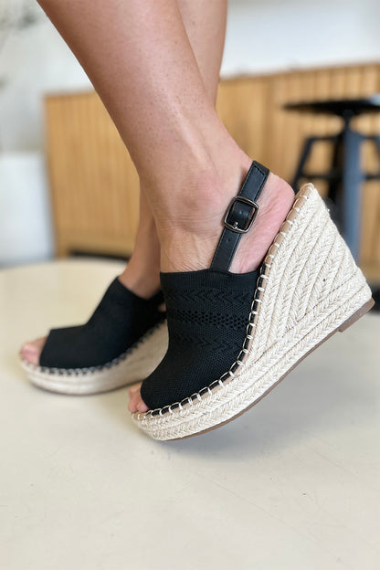 Black Woven Wedge Sandals – Stylish & Comfy Summer Essential