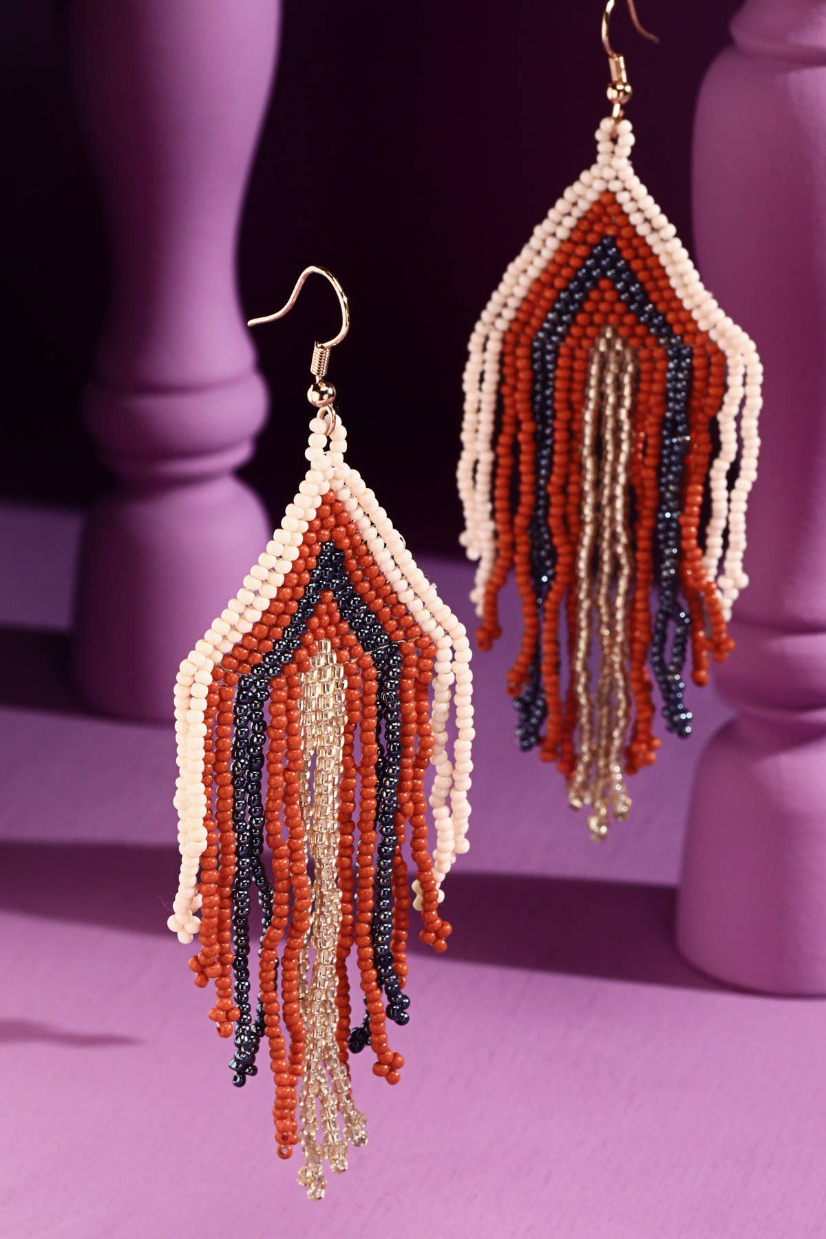Beaded Fringe Drop Earrings (Boho Statement Dangles)