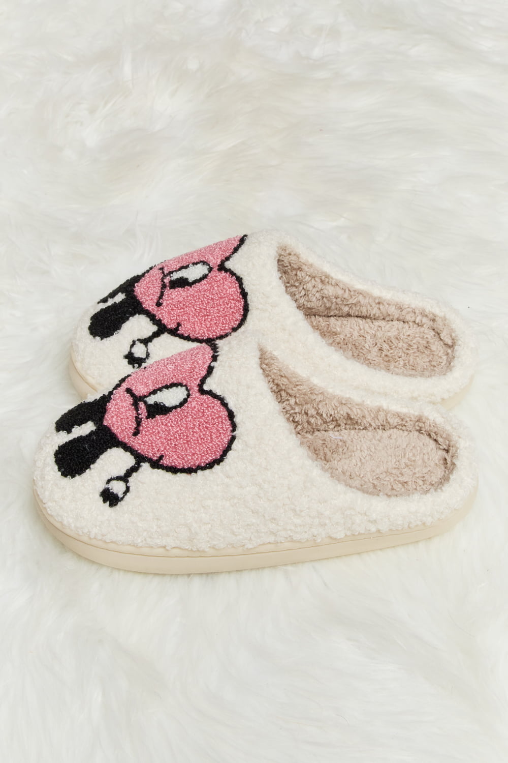 Fuzzy Heart Face Slippers – Cute & Cozy Lounge Vibes