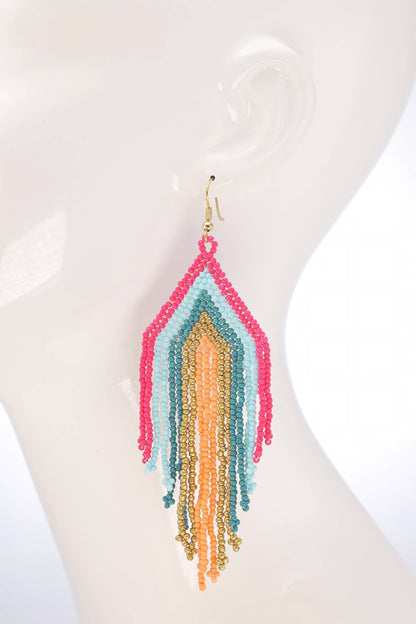 Beaded Fringe Drop Earrings (Boho Statement Dangles)