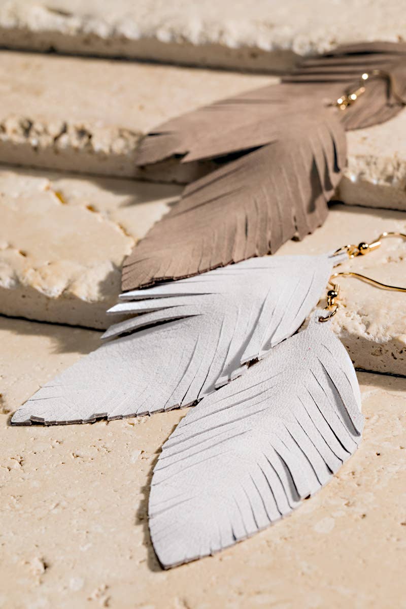 Fringe Feather Drop Earrings (Lightweight Statement | 3 Colors)