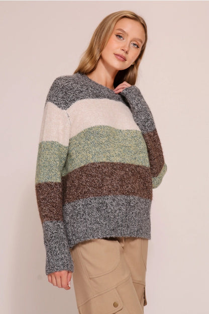 Colorblock Stripe Sweater (Cozy Knit Pullover)