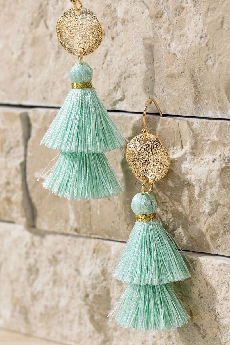 Tiered Tassel Drop Earrings (Gold Disc | 2 Colors)