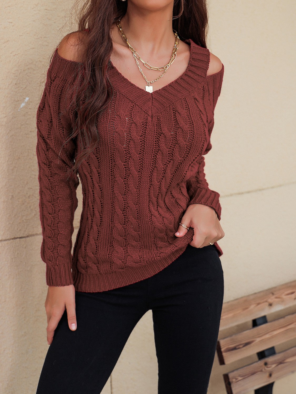 Cozy Red Cable-Knit Sweater