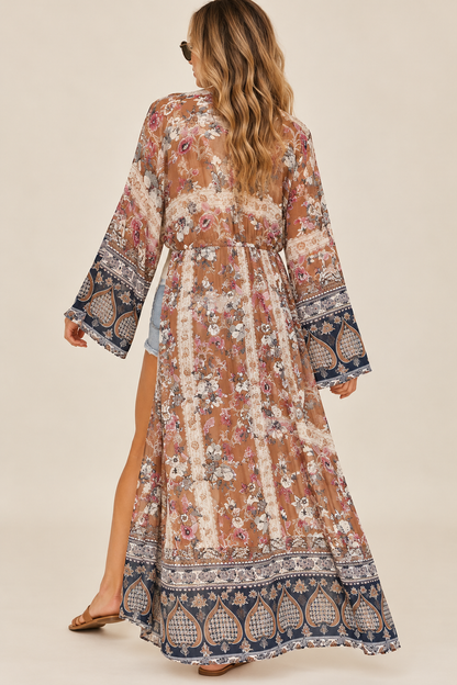 Umgee Boho Floral Paisley Maxi Kimono – Size S