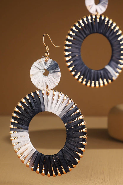 Wrapped Hoop Drop Earrings (Two-Tone Statement Dangles)