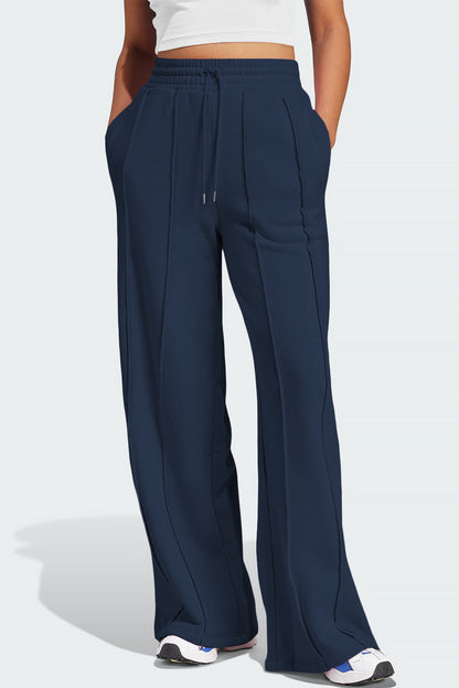 Pleated Wide-Leg Jogger Pants