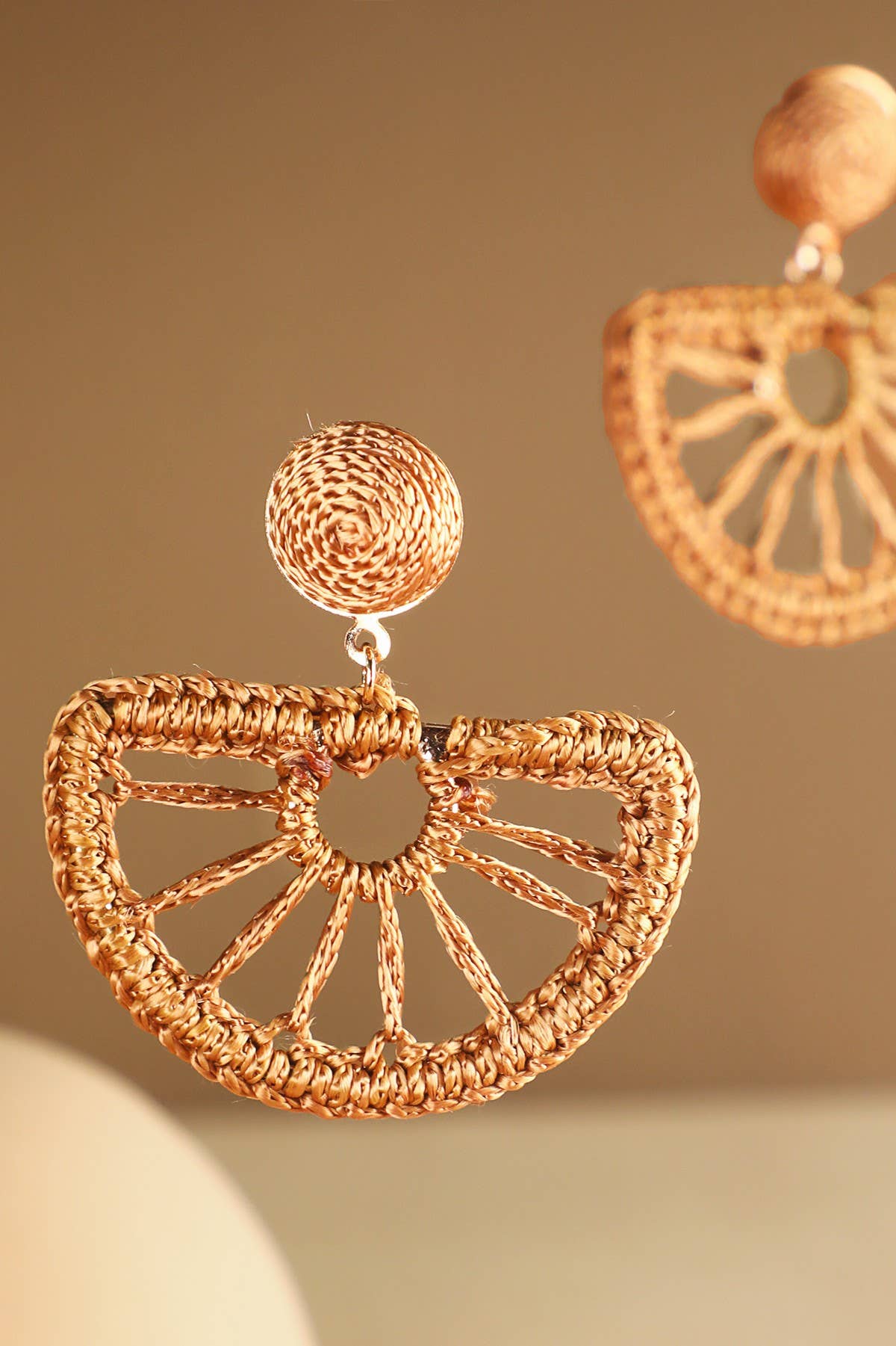 Woven Fan Drop Earrings (Boho Statement Dangles)