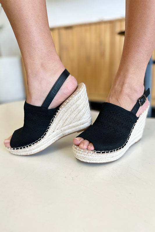 Black Woven Wedge Sandals – Stylish & Comfy Summer Essential