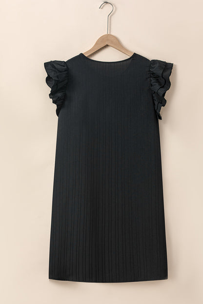 Black Flutter Sleeve Shift Dress – Classic and Chic