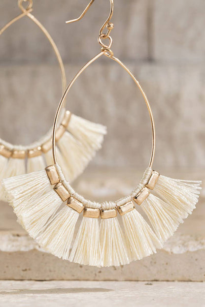 Tassel Hoop Drop Earrings (Boho Fringe Statement)