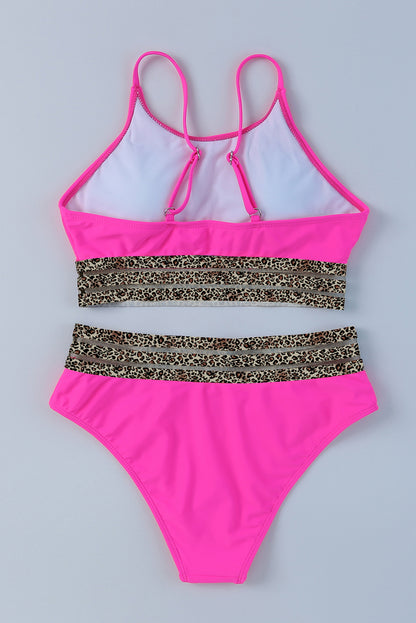 Hot Pink Leopard Band Bikini Set