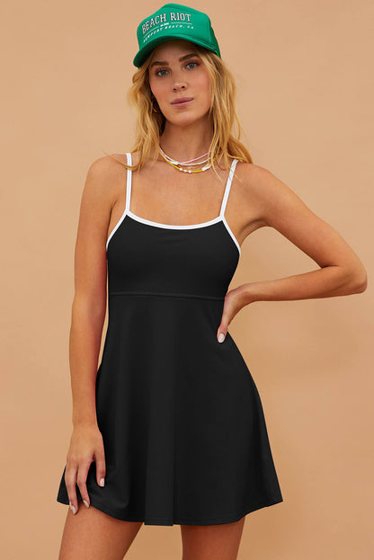 Black Spaghetti Strap Swim Dress – Sporty and Flattering Beachwear